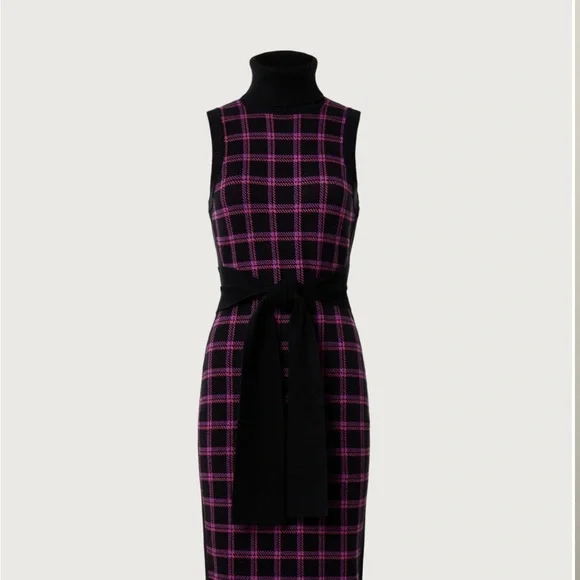 Black and Pink Halter Sheath Midi Dress - Picture 4 of 7